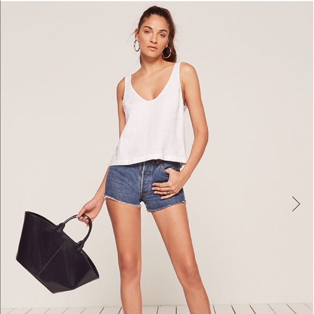 reformation Lyle top XS white linen tank